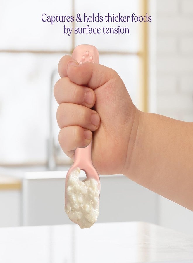 SPERRIC Silicone Baby Spoon Set | Baby Spoons Self Feeding 6 Months | BPA Free Baby Led Weaning Spoons Stage 1 & 2 for Kids 6+ Months | Silicone Baby Feeding Spoon Set - 4 Spoons, Dark/Light Pink - Image 3